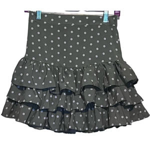 Shein Women's Green White Dot‎ Skirt Ruffles Size S 16 1/2" Long x 13" Waist